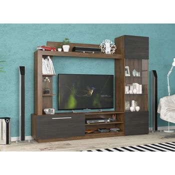 Set living trento, 204x35x177cm, nuc/wenge
