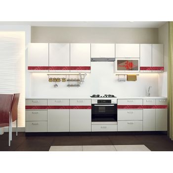 Set bucatarie fotoamprenta milena mdf, 300x60x200cm, alb