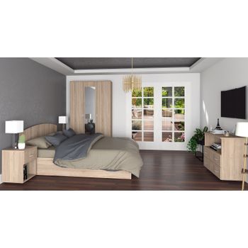 Set dormitor florin, cu dulap 3 usi, comoda, pat si noptiere, sonoma