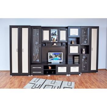 Set living carolli c3, 360x53x200cm, wenge / mesteacan