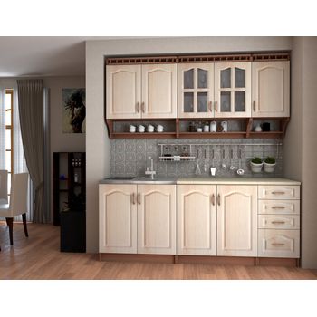 Set bucatarie korona mdf 2.0, 200x60x200cm, mesteacan