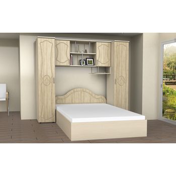 Set dormitor tineret mdf, 227x51/205x200cm, mesteacan