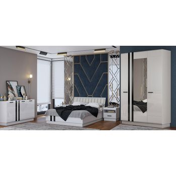 Set Dormitor Magnolia, 150x54x213cm, alb lucios elefant.ro imagine 2022