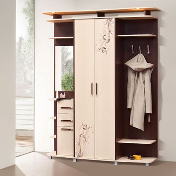 Cuier siluet 3, 170x47x215cm, wenge/mesteacan