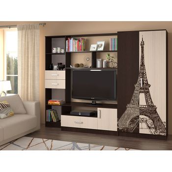 Set living mecita turn, 260x53x202cm, wenge + mesteacan