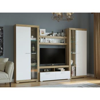 Set living sonata, 280x45x197cm, alb/sonoma