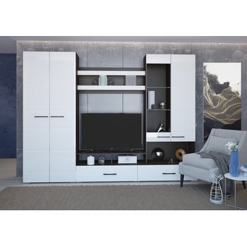 Set living, nensi, 280x47x200cm, wenge/alb