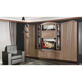 Set living nicole mdf, 320x50x207cm,wenge + mdf cappuccino fibrat
