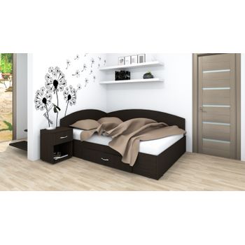 Set pat colt marcelprod cu 1 noptiera, 140x200cm, wenge