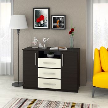 Comoda maya, 120x45x86cm, wenge/cappuccino lucios