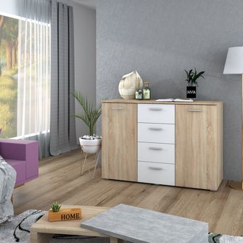 Comoda lileia new, 133x41x81cm, sonoma + alb