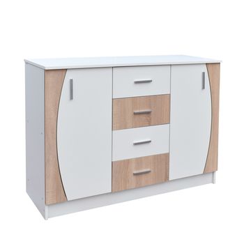 Comoda kf6, 121x44x90cm, alb/sonoma