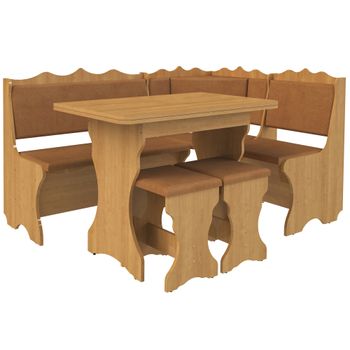Set coltar bucatarie siria, cu masa extensibila si 2 tabureti, cires/roscat