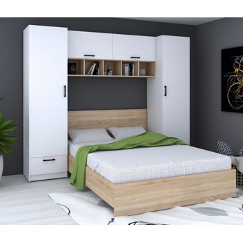 Set dormitor tineret teo, 247x49/205x200cm, sonoma/alb
