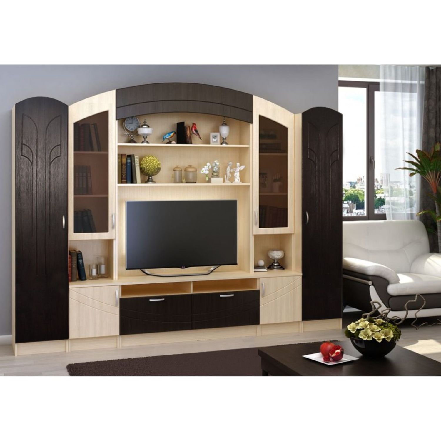 Set living, Malta, 277x47x210cm, wenge/mesteacan fotografia produsului