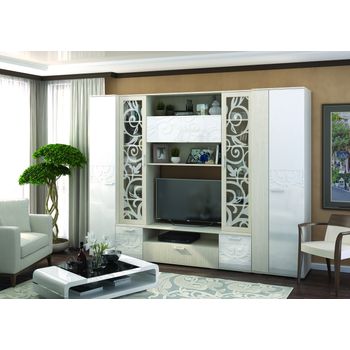 Set living vegas, 281x51x215cm, alb/belford