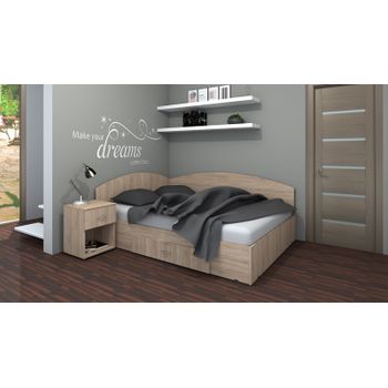 Set pat colt marcelprod cu 1 noptiera, 160x200cm, sonoma