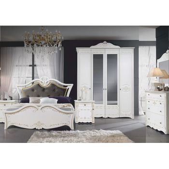 Set dormitor lucia, 177x62x241cm, alb+auriu