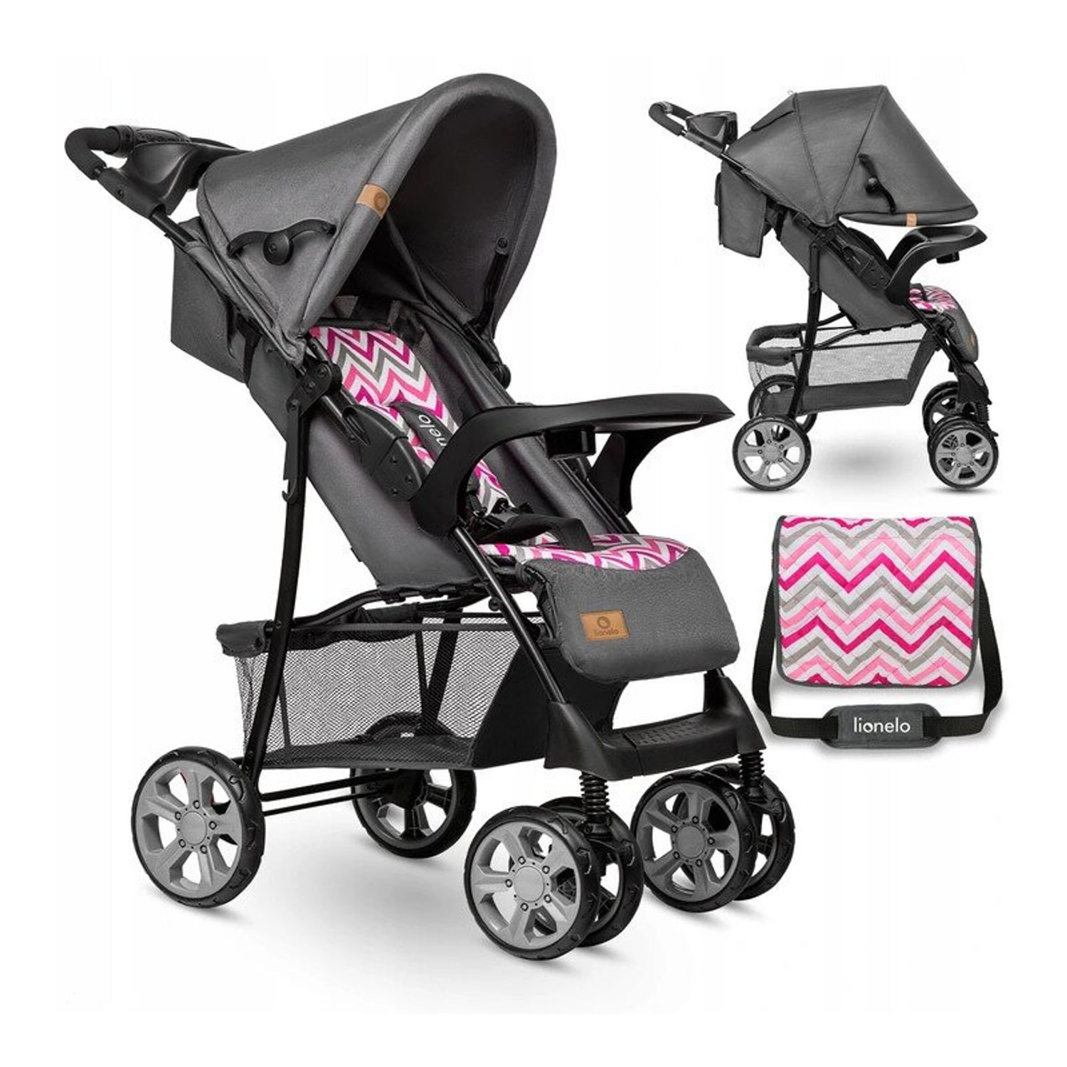 Lionelo - Carucior sport Emma Plus Scandi Cu accesorii, Roz fotografia produsului