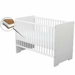 BabyNeeds - Patut din lemn Skandy Stripe 120x60 cm, Alb + Saltea 12 cm fotografia produsului