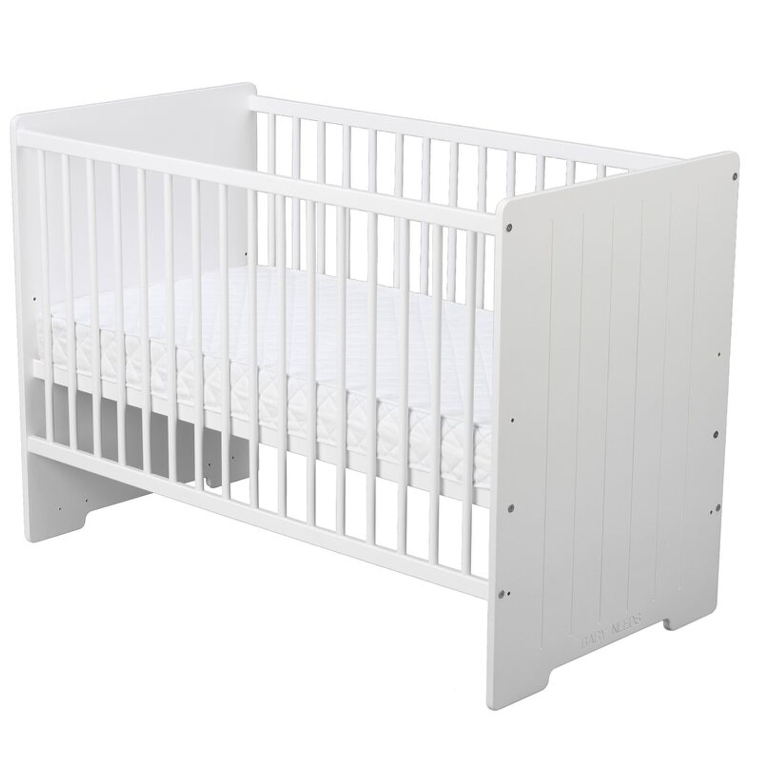 BabyNeeds - Patut din lemn Skandy Stripe 120x60 cm, Alb + Saltea 12 cm fotografia produsului View 6 L