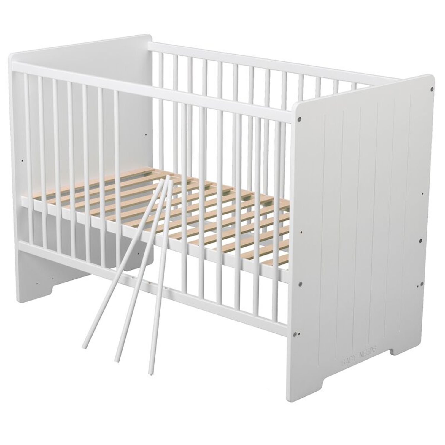 BabyNeeds - Patut din lemn Skandy Stripe 120x60 cm, Alb + Saltea 12 cm fotografia produsului View 4 L