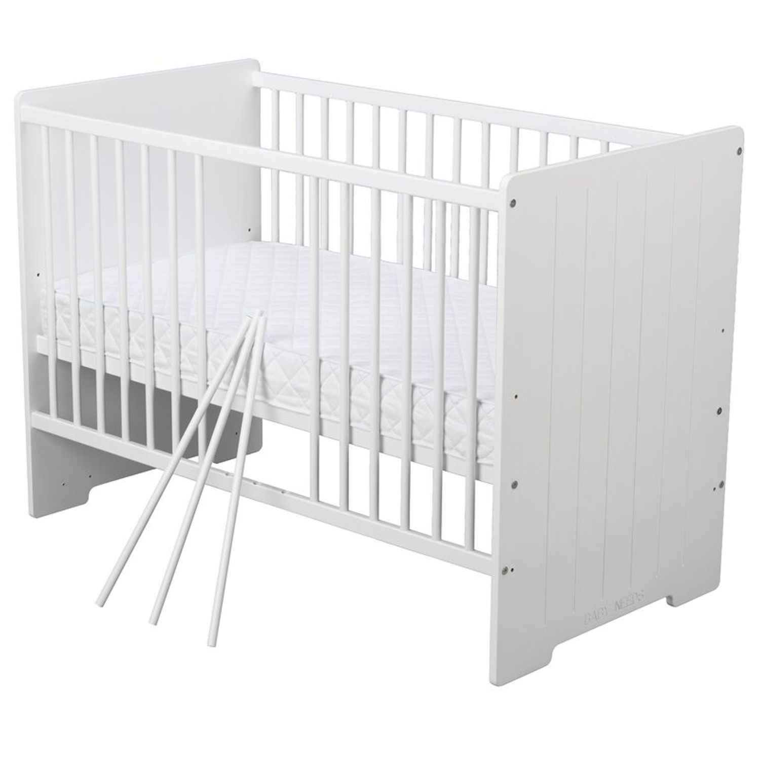 BabyNeeds - Patut din lemn Skandy Stripe 120x60 cm, Alb fotografia produsului View 2 L