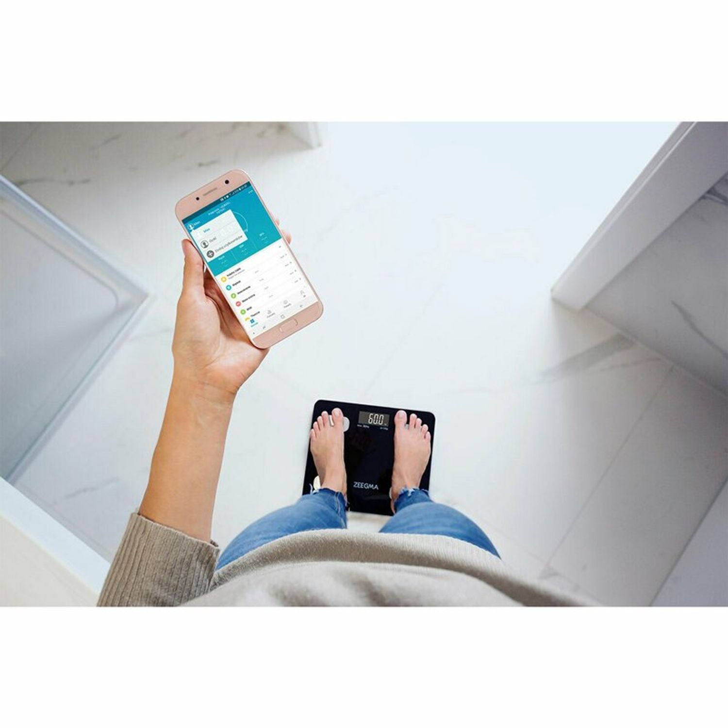 Zeegma - Cantar inteligent cu Bluetooth, Gewit, Alb fotografia produsului View 4 L
