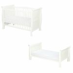 Qmini - Patut din lemn Julia Lux 120x60 cm, multifunctional, Alb + Saltea 8 cm fotografia produsului