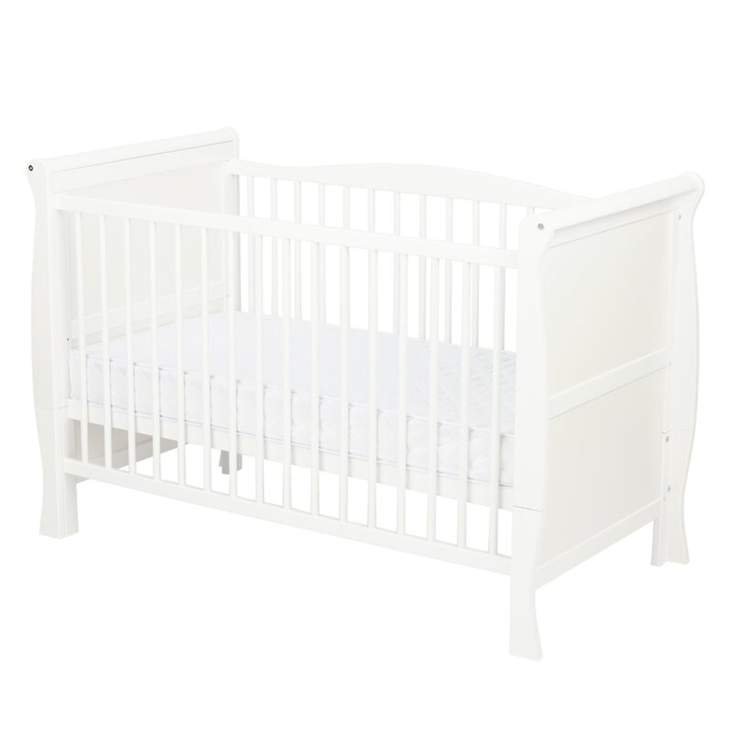 Qmini - Patut din lemn Julia Lux 120x60 cm, multifunctional, Alb + Saltea 8 cm fotografia produsului View 3 L
