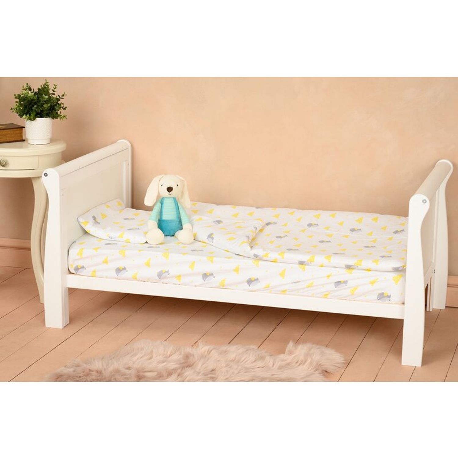 Qmini - Patut din lemn Julia Lux 120x60 cm, multifunctional, Alb + Saltea 8 cm fotografia produsului View 7 L