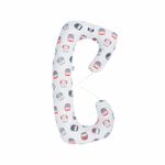 BabyNeeds - Perna 3 in 1 pentru gravide si bebelusi Soft, Cu husa din bumbac, Bufnite, Gri-rosu fotografia produsului