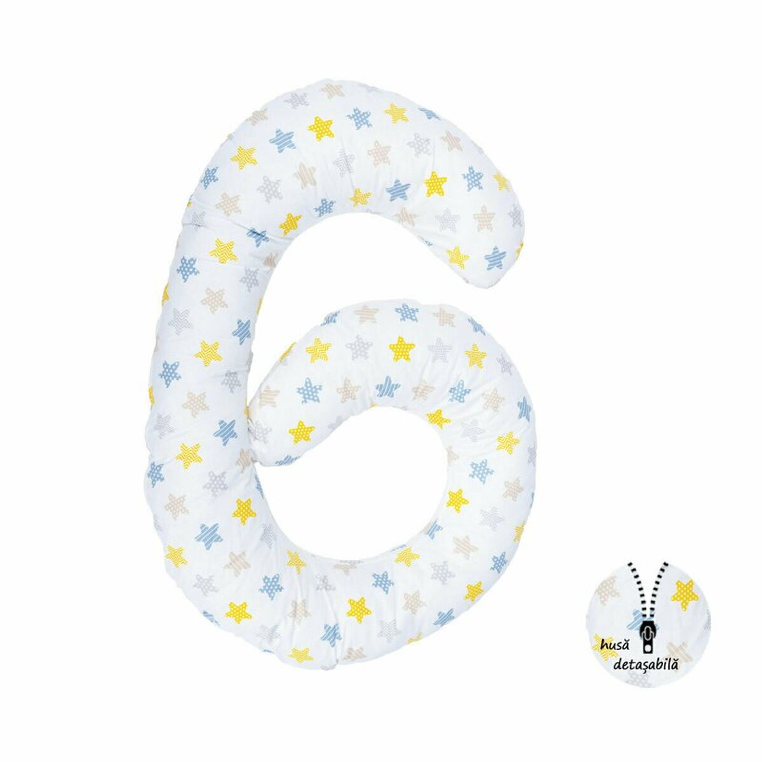 BabyNeeds - Perna multifunctionala Enjoy, Cu husa detasabila din bumbac, Stelute multicolore fotografia produsului