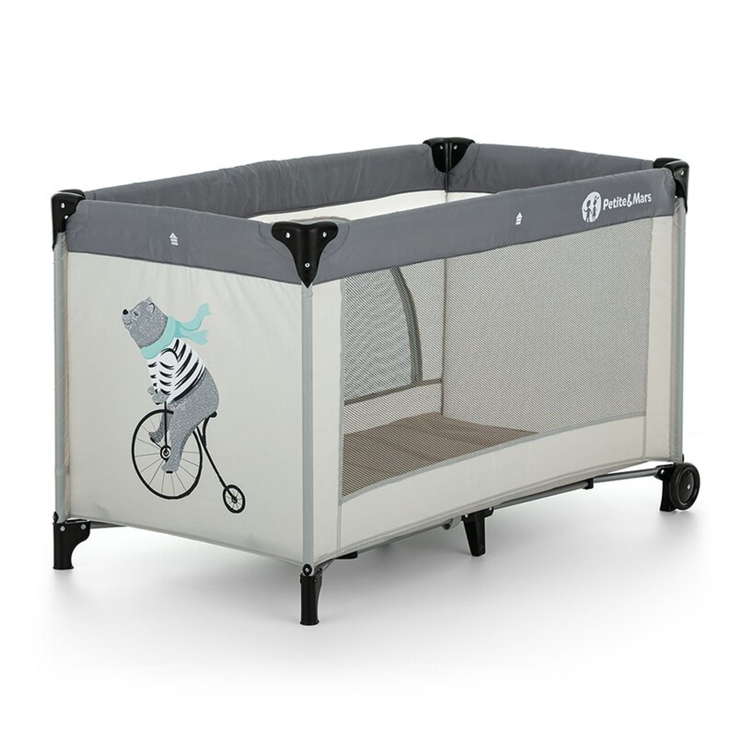 Petite&Mars - Patut pliant Nyja Teddy Biker, Grey fotografia produsului View 2 L