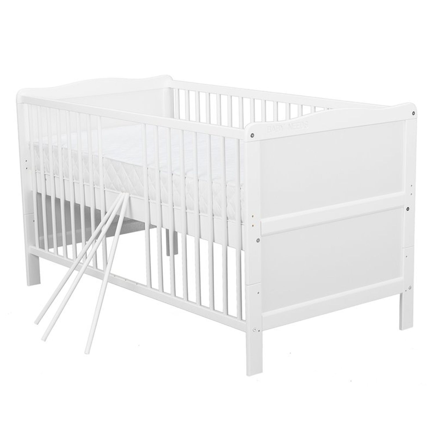 BabyNeeds - Patut din lemn Nadia 140x70 cm, transformabil, Alb fotografia produsului View 2 L