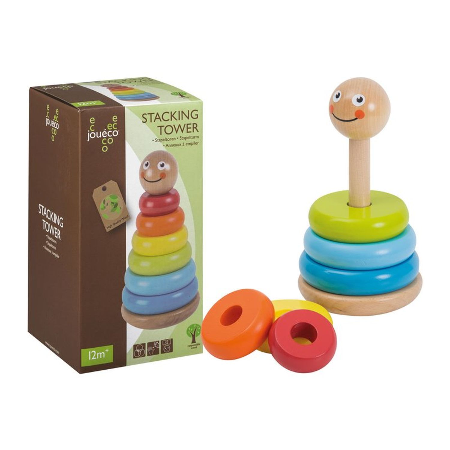 Joueco - Piramida din lemn Curcubeu, 8 piese fotografia produsului View 2 L