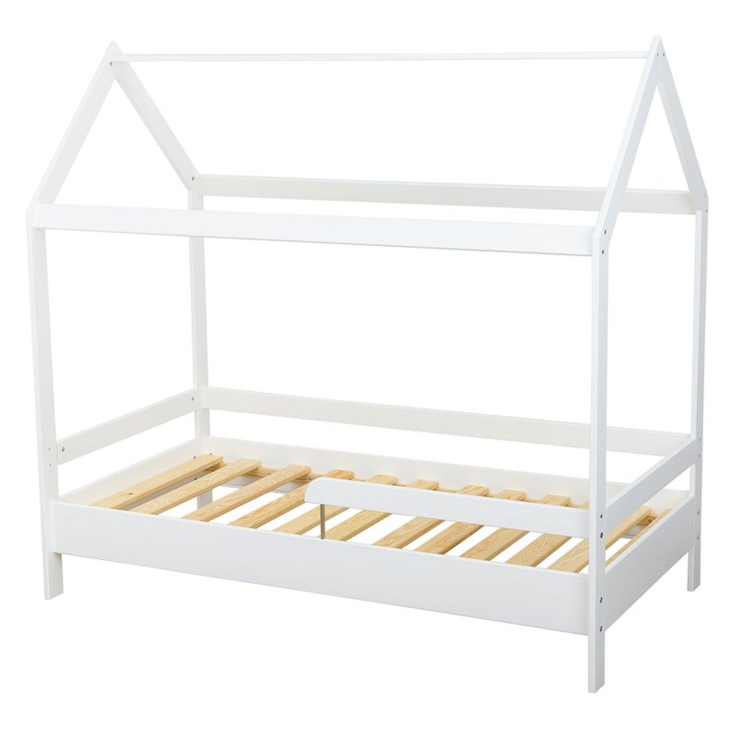 BabyNeeds - Patut din lemn Casuta 160x80 cm, Alb fotografia produsului View 11 L