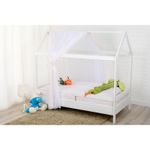 BabyNeeds - Patut din lemn Casuta 160x80 cm, Alb fotografia produsului