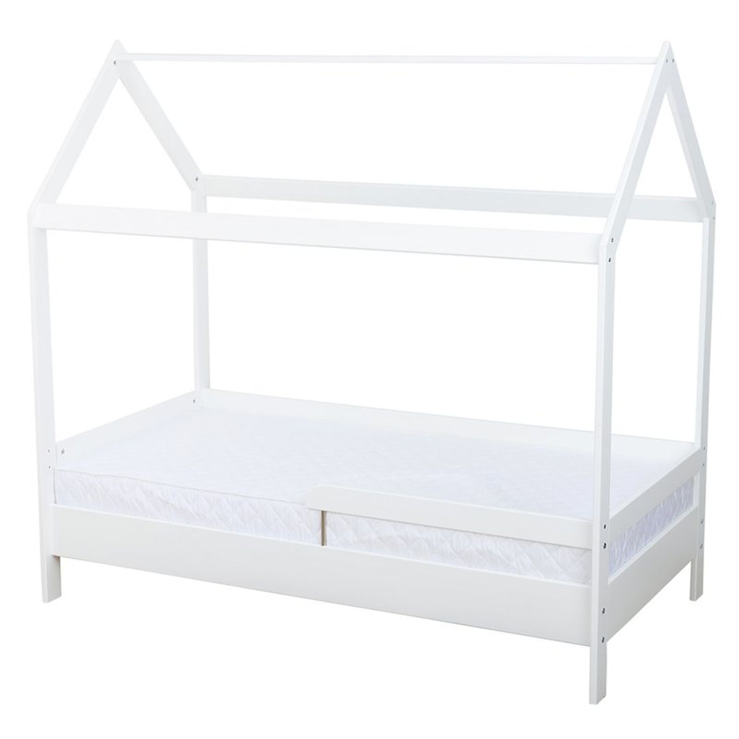 BabyNeeds - Patut din lemn Casuta 160x80 cm, Alb fotografia produsului View 10 L