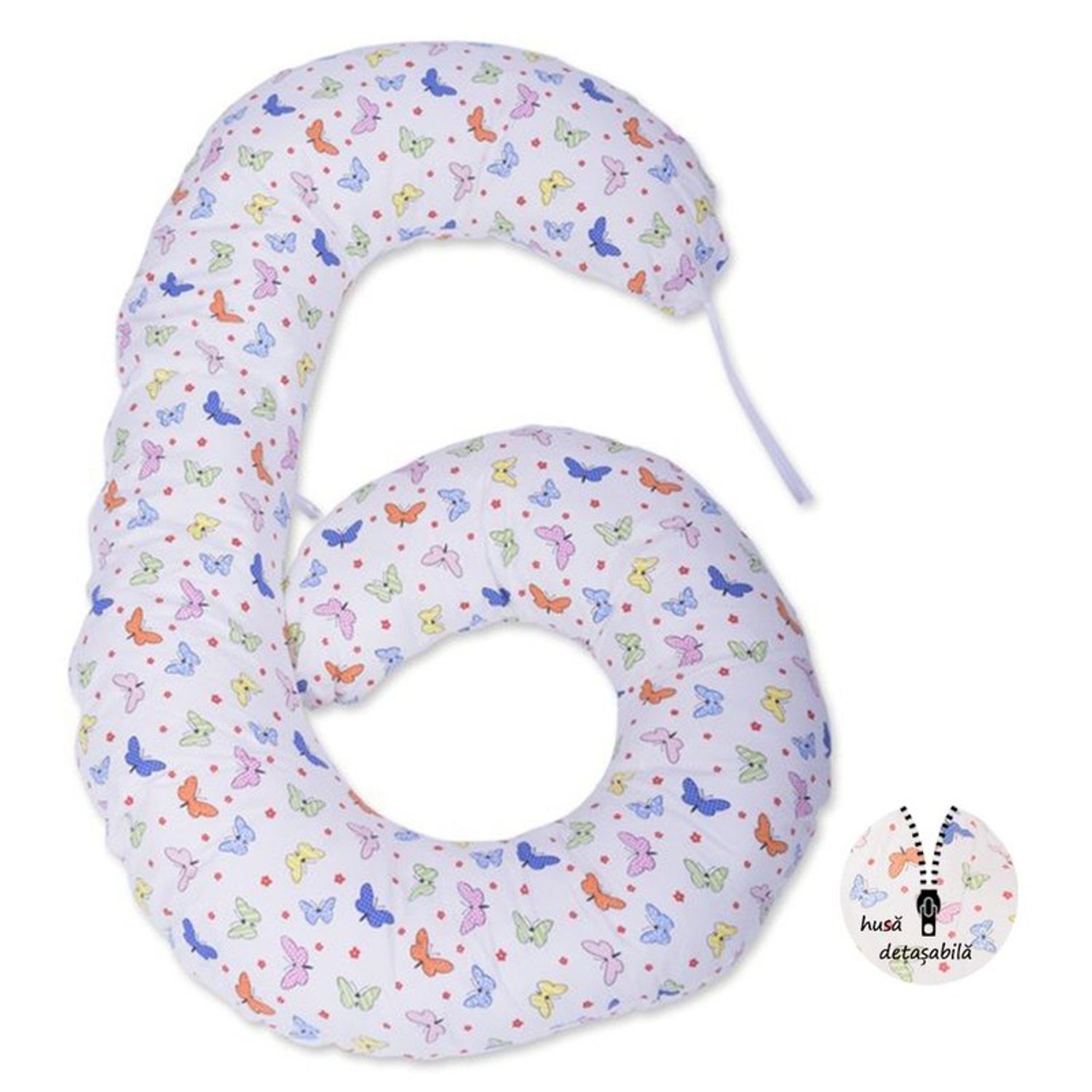 BabyNeeds - Perna multifunctionala Enjoy, Cu husa detasabila din bumbac, Fluturasi, Multicolor fotografia produsului