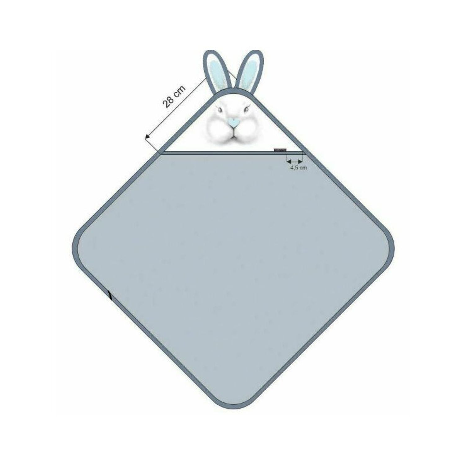 Qmini - Prosop din bambus cu gluga cu urechi, 85x85 cm, Rabbit Mint fotografia produsului View 3 L