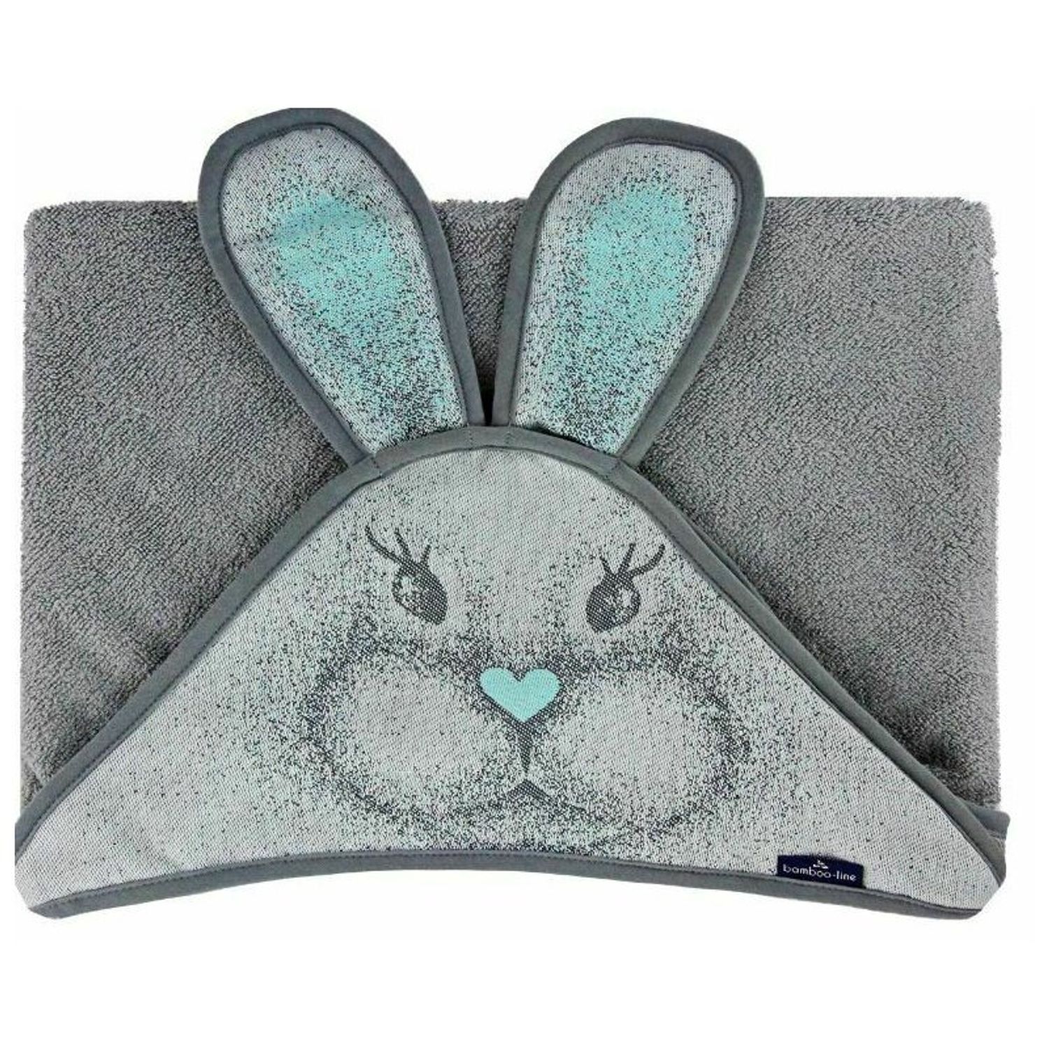 Qmini - Prosop din bambus cu gluga cu urechi, 85x85 cm, Rabbit Mint fotografia produsului