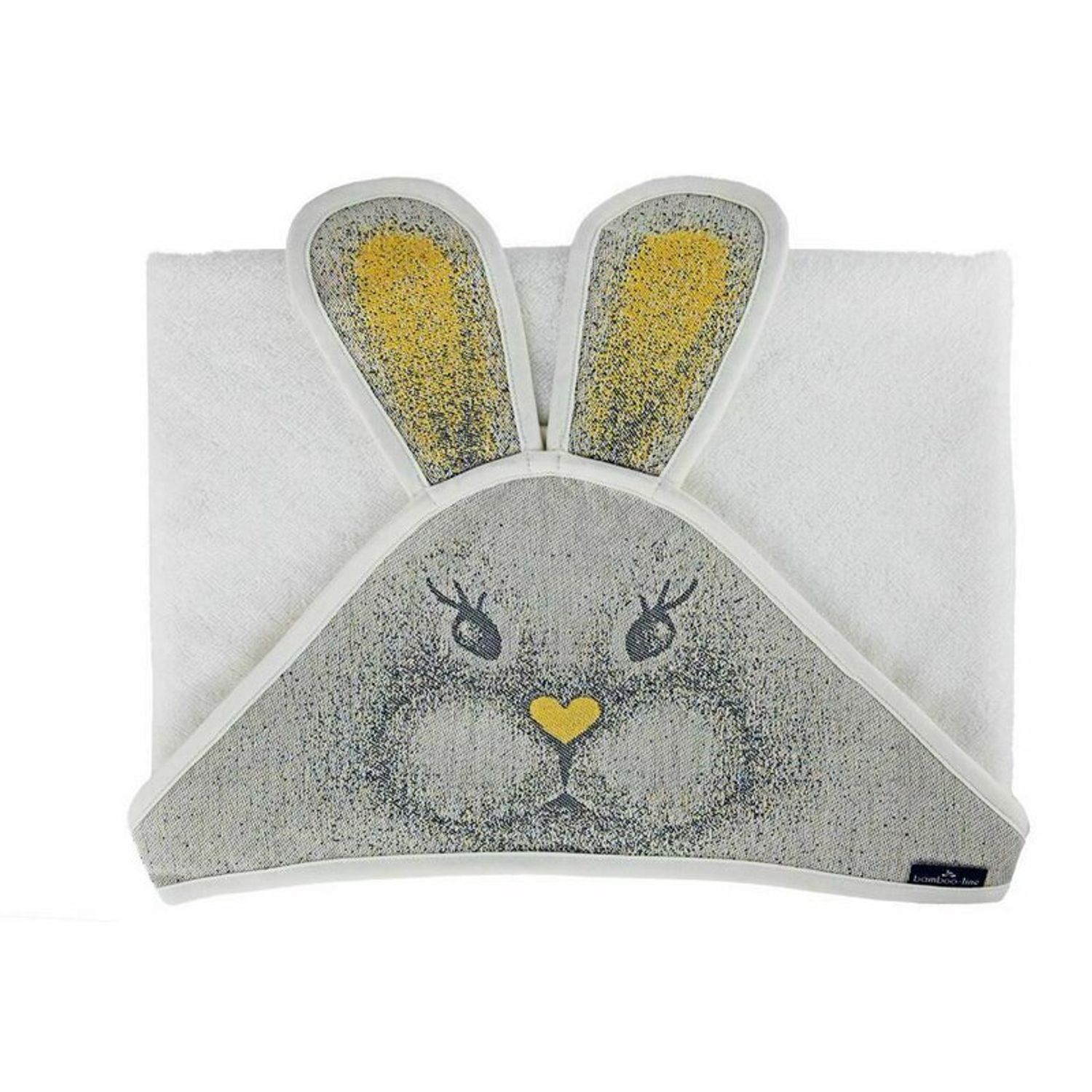 Qmini - Prosop din bambus cu gluga cu urechi, 85x85 cm, Rabbit Yellow fotografia produsului