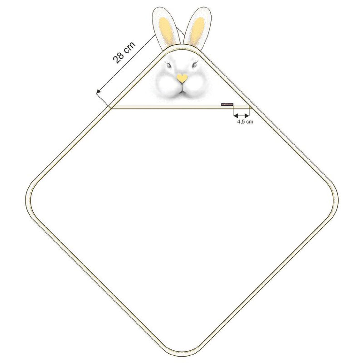 Qmini - Prosop din bambus cu gluga cu urechi, 85x85 cm, Rabbit Yellow fotografia produsului View 3 L
