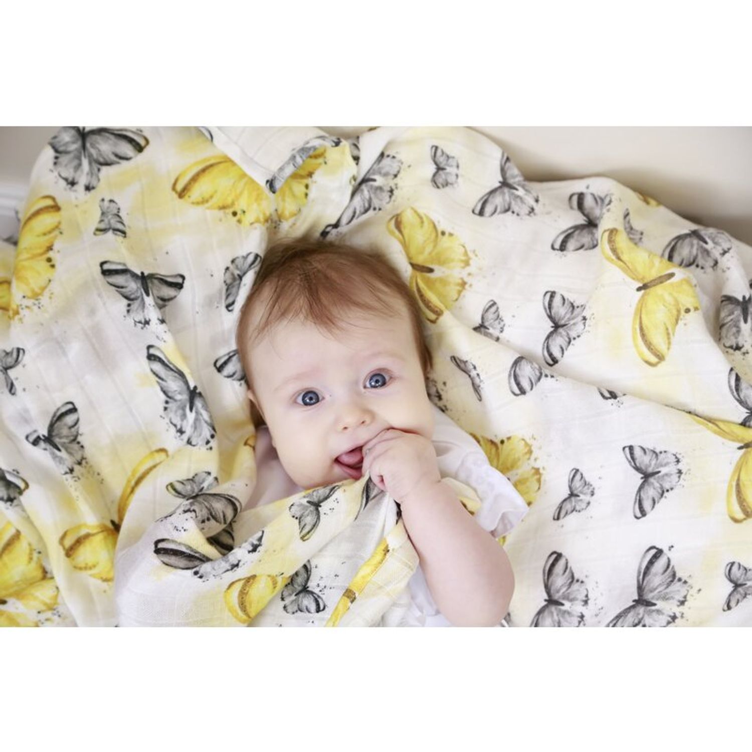 Qmini - Scutec multifunctional din fibra de bambus, 75 x 75 cm, Butterflies fotografia produsului View 4 L