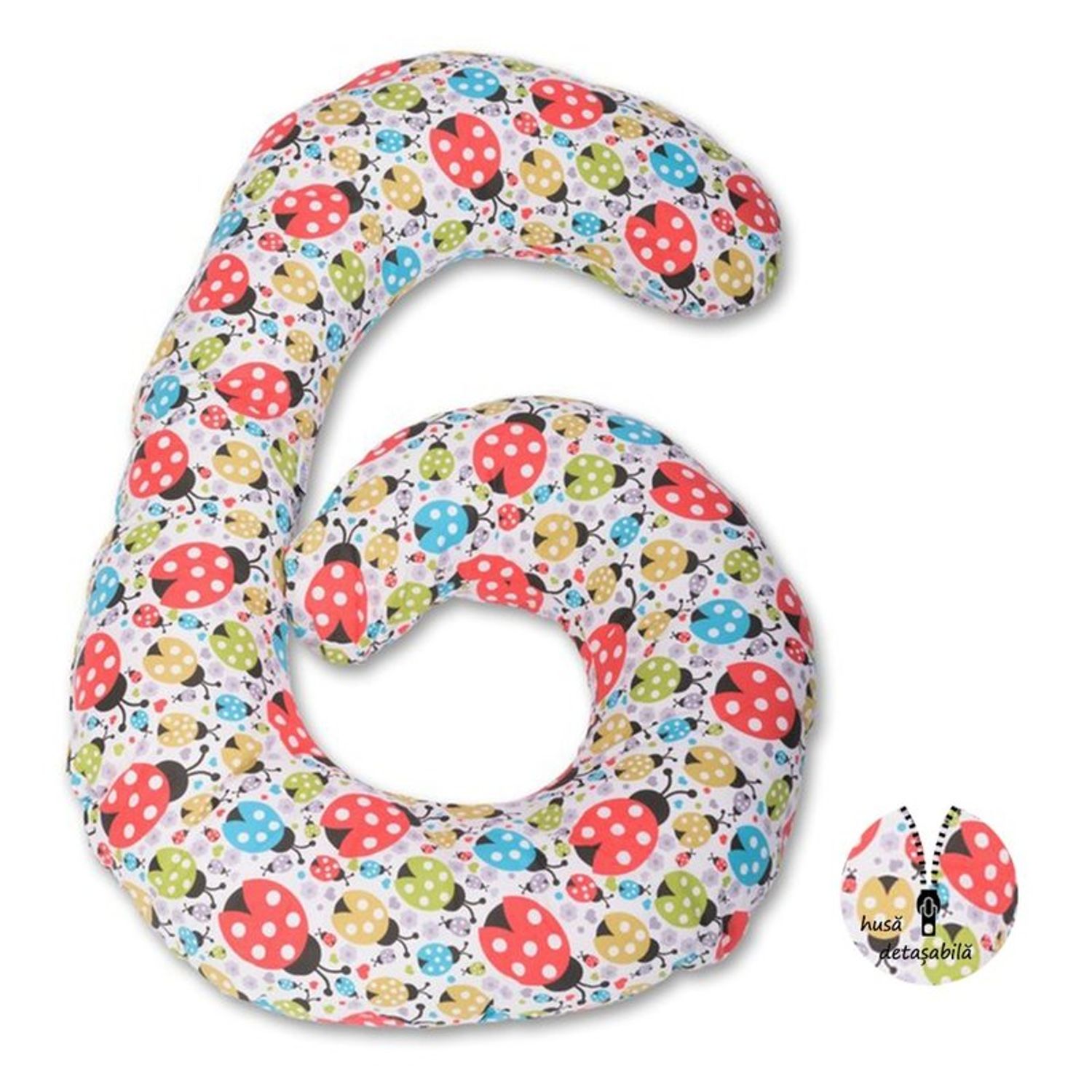 BabyNeeds - Perna multifunctionala Enjoy, Cu husa detasabila din bumbac, Buburuze fotografia produsului