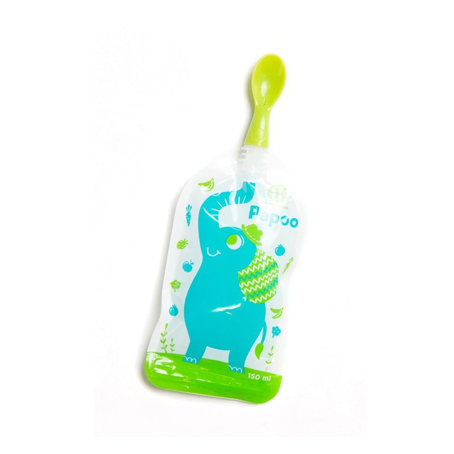 Petite&Mars - Set 2 lingurite cu infiletare pentru pungile Papoo Verde fotografia produsului View 5 L