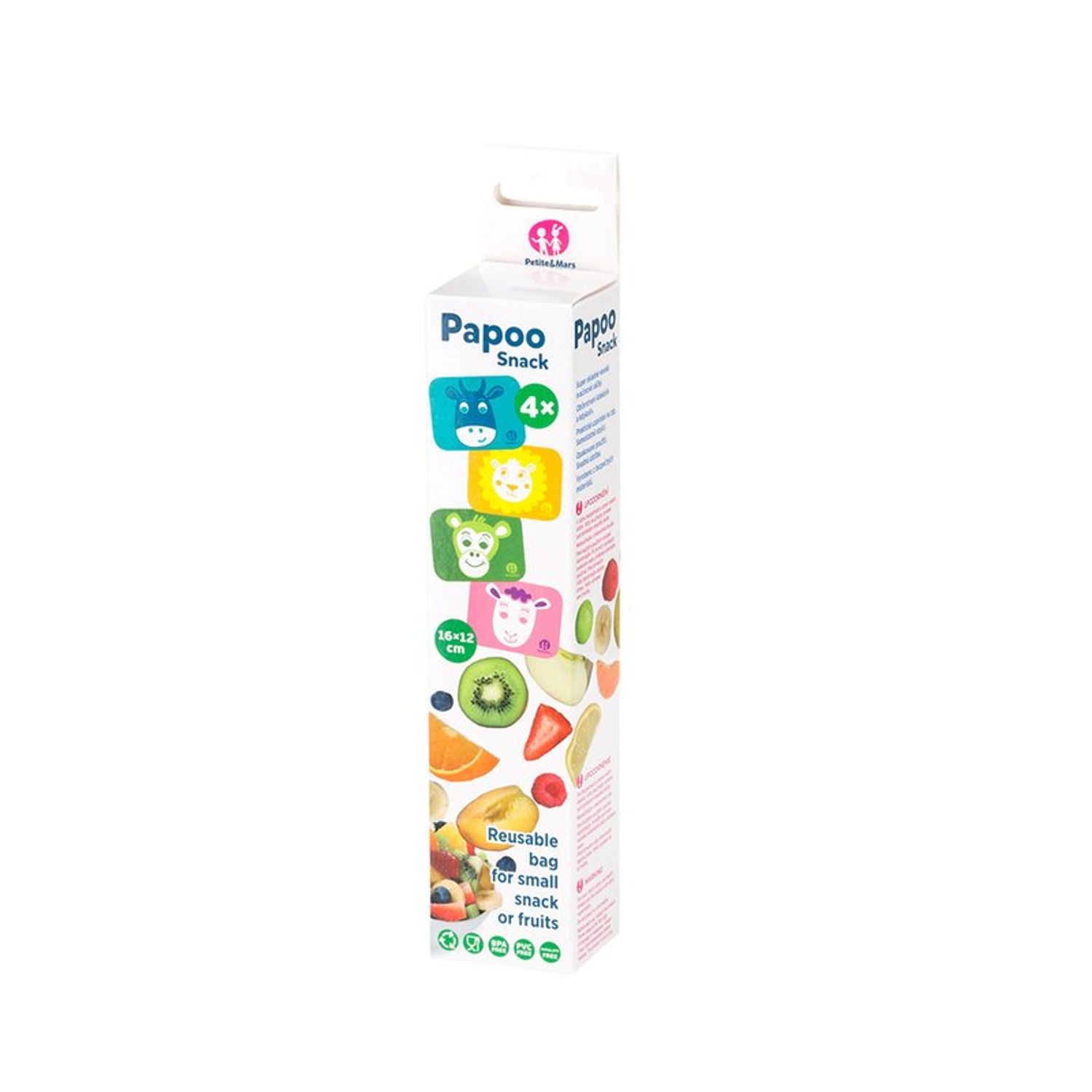 Petite&Mars - Set 4 pungi reutilizabile pentru mancare Papoo fotografia produsului View 4 L