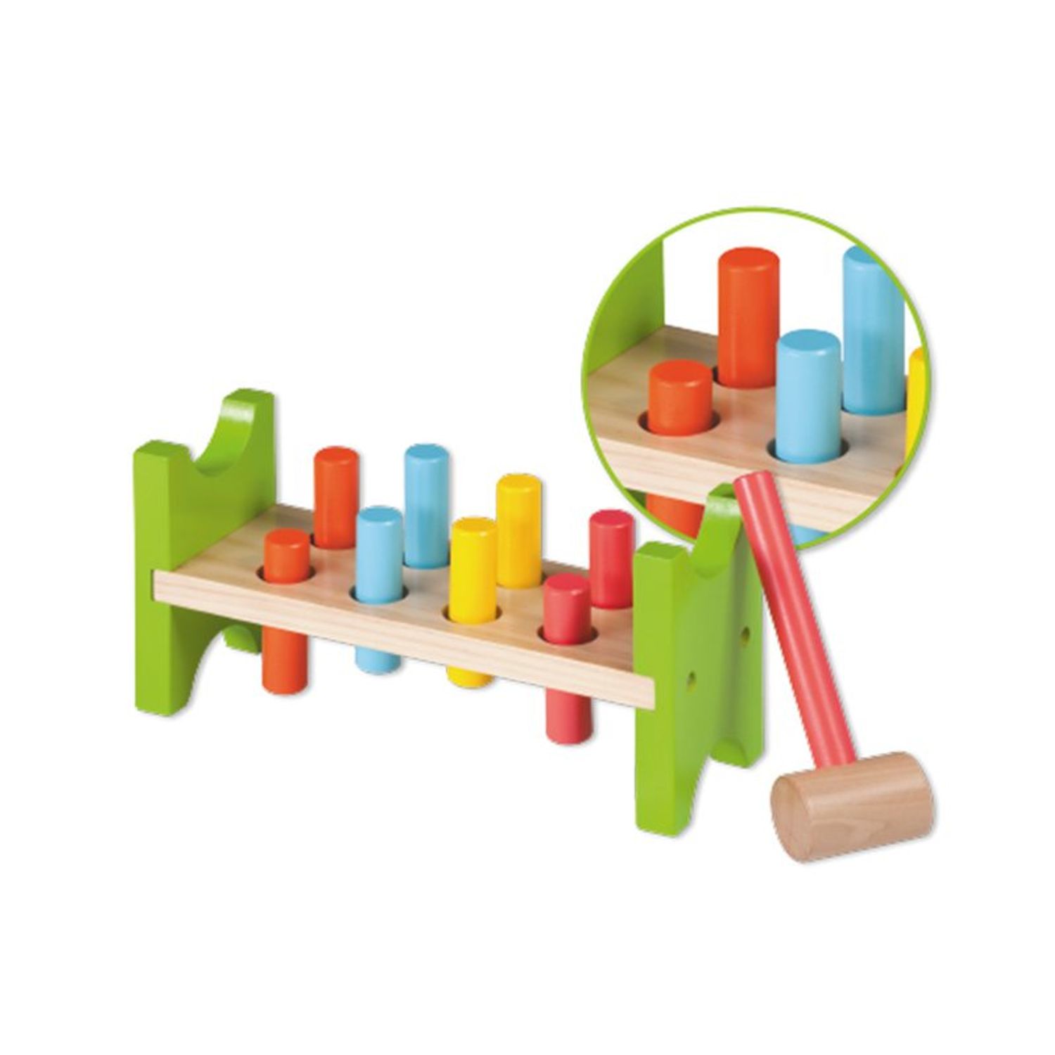 Joueco - Banc de lucru cu ciocanel, 10 piese, Multicolor fotografia produsului