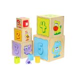 Joueco- Jucarie din lemn Cuburi cu sortator de forme, 10 piese fotografia produsului View 2 S